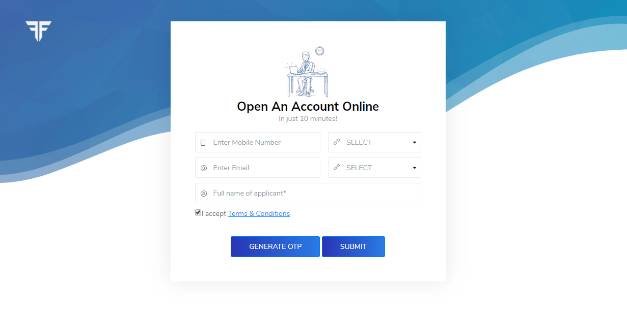 Fyers account opening landing page