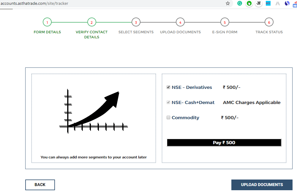 Astha Trade Account Opening 6th step