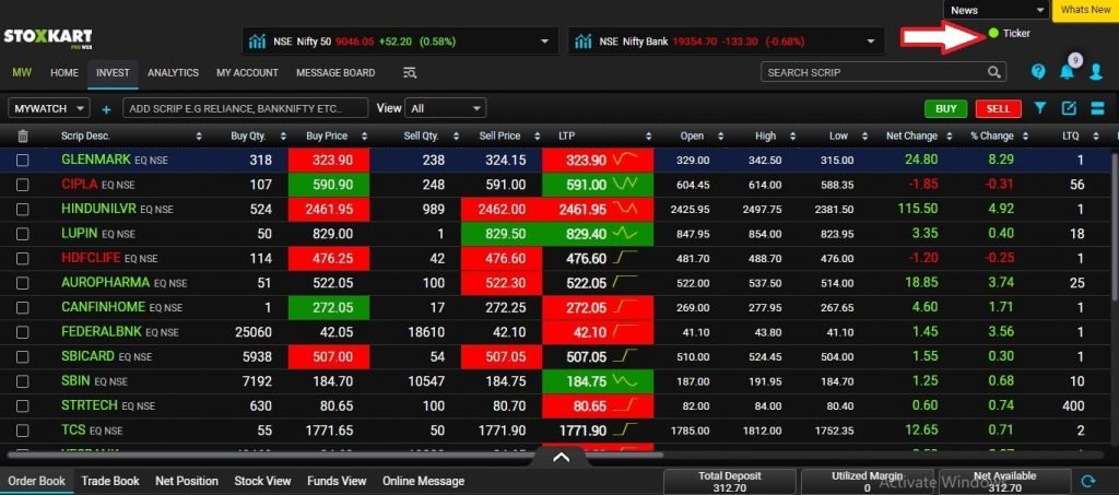 Stoxkart Pro Web Trading platform marketwatch